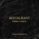 Luxurious black marble background with golden veins, showcasing the word 'RESTAURANT' in large gold serif font, 'Italian' below it, and 'PARIS WEBSERVICES' at the bottom, giving a sophisticated and modern editorial style