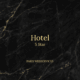 Luxurious black marble background with golden veins, featuring the word Hotel in large gold serif font, 5 Star below it, and PARIS WEBSERVICES at the bottom, creating an elegant and modern editorial style.