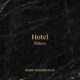 Luxurious black marble background with golden veins, featuring the word Hotel in large gold serif font, Palace below it, and PARIS WEBSERVICES at the bottom, creating an elegant and modern editorial style.