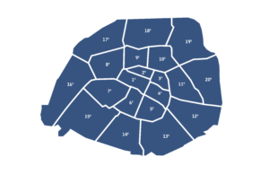 map of Paris showing main tourist areas and landmarks