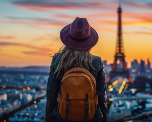 Traveler female Exploring the Cityscape of Paris