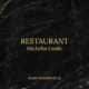Luxurious black marble background with golden veins, featuring the word RESTAURANT in large gold serif font, Michelin Guide below it, and PARIS WEBSERVICES at the bottom, creating an elegant and modern editorial style.