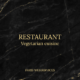 Luxurious black marble background with golden veins, featuring the word RESTAURANT in large gold serif font, Vegetarian cuisine below it, and PARIS WEBSERVICES at the bottom, creating an elegant and modern editorial style.