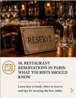 Reserved table in a Paris restaurant illustrating how tourists can book restaurants in advance