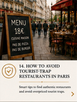 Paris café scene illustrating how travelers can recognize and avoid tourist-trap restaurants