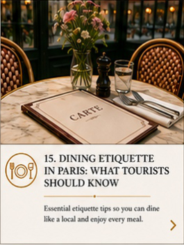 15. Traditional Paris café table illustrating French restaurant etiquette and dining customs for visitors