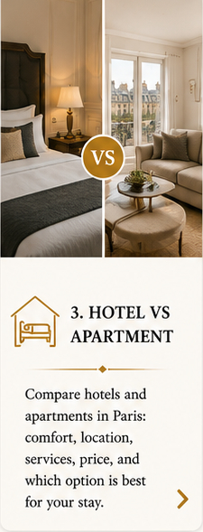 Hotel vs Apartment in Paris – Accommodation Comparison Paris hotel room and apartment compared for choosing the best accommodation