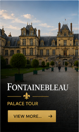 Palace of Fontainebleau and its famous horseshoe staircase on a tour from Paris.