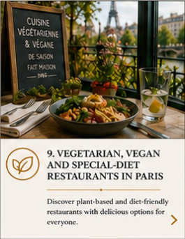 Vegetarian restaurant in Paris serving fresh plant-based dishes with vegan and gluten-free options