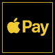 Logo Apple Pay doré, fond noir